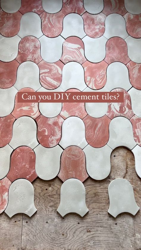 Concrete Tiles Diy, How To Make Cement Tiles, Diy Concrete Tiles, Wavy Tile, Concrete Wall Tiles, Bathroom Tile Diy, Bathroom Mosaic, Bag Of Cement, Cement Tile Floor