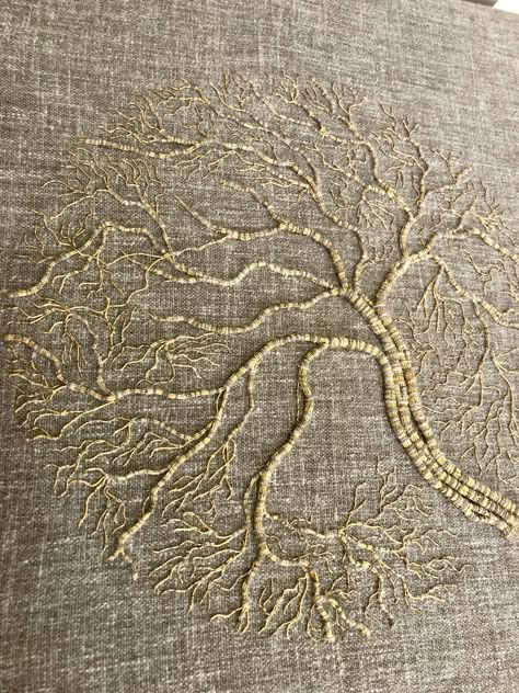 Couching Embroidery Design Motifs, Roots Embroidery, Couching Embroidery Design, Hanny Newton, Loop Embroidery, Couching Embroidery, Embroidery Contemporary, Gold Thread Embroidery, A Level Textiles