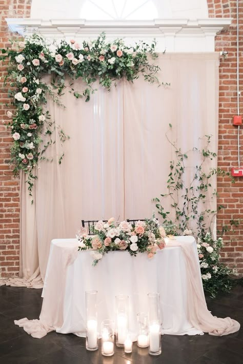 Wedding Groom And Bride Table Decoration, Bride And Groom Backdrop Head Tables, Wedding Table Decorations Bride Groom, Sweet Heart Table Wedding Greenery, Mauve Sweetheart Table, Bride Cake Table Ideas, Bride Table Decoration Ideas, Garden Party Sweetheart Table, Sweetheart Table With Backdrop