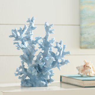 Beachcrest Home™ | Wayfair Plastic Sculpture, Coral Sculpture, Deco Marine, Coral Decor, Teal Coral, A&b Home, Coastal Bedrooms, Decor Pillows, Living Room End Tables