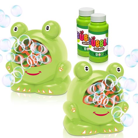 PRICES MAY VARY. HOURS OF FUN: Adorable froggies promising tons of bubbly fun! This set includes 2 frog bubble machines and 2 bottles of non-toxic bubble solution. With 2 bubble blower toys in every set, there will be no fighting among the kids and more bubbles for immersive fun. SIMPLE TO USE: Simply fill the bubble blowing toys with the included fluid, push the button and watch hundreds of bubbles stream out. Little ones will love the adorable design accentuated by a vibrant splash of lime gre Bubble Blowing Solution, Bubble Blowing Toys, Best Gifts For Boys, Bubble Maker, Kids Bubbles, Packing Kids, Birthday Party Activities, Bubble Machine, Kids Imagination