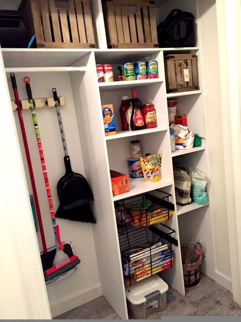 diy custom pantry, closet Wc Decoration, Pantry Closet Design, Cleaning Closet Organization, Diy Pantry Organization, Utility Closet, Pantry Room, Custom Pantry, Pantry Remodel, Pantry Cabinets