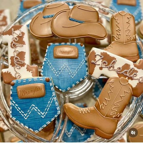 Cowboy Birthday Theme Boys, Lane Frost Birthday Party, Country Themed Birthday Cakes, Horseshoe Decorated Cookies, Western Birthday Party Decorations For Men, Western First Birthday Cookies, Rodeo Theme Cake Pops, 1st Rodeo Cookies Boy, Cowboy Snacks Western Theme