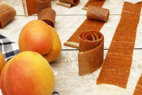 Homemade fruit leather is relatively simple to make and a great way to use up an abundance of fruit. This recipe calls for honey and sugar, but if you're looking for a sugar-free version for the kiddos (or yourself!), try our other fruit leather recipe here. Apricot Fruit Leather Recipe, Fruit Roll Ups Homemade, Homemade Fruit Leather, Fruit Leather Recipe, Fruit Strips, Apricot Fruit, Roll Ups Recipes, Fruit Roll, Fruit Leather