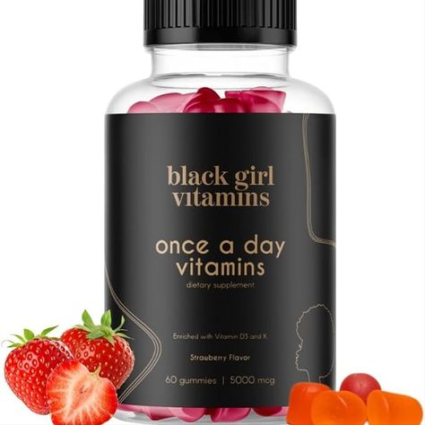 Black Girl Vitamins Once a Day - Womens Multivitamin Gummy - Vitamin A, B, C, E and Zinc. Multivitamin for Women, Immune Support. Vegan, Gluten-Free. Made in The USA (Strawberry, 30 Day Supply) Girl Vitamins, Multivitamin For Women, Gummy Vitamins, Beauty Finds, 2025 Vision, Vitamin D3, Immune Support, Vitamin A, A B C