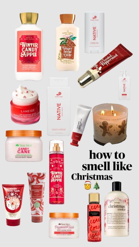 How to smell like Christmas on Christmas Day 🔴🩷⚪️🫧✨ Christmas Beauty Products, Christmas Body Care, How To Smell Like Christmas, Christmas Skin Care, Christmas Skincare, Smell Like Christmas, Bath & Body Works, Christmas Prep, Winter Scents