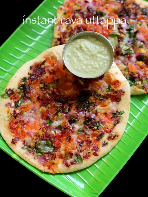 instant rava uttappa recipe | instant sooji uttapam recipe Rava Idli Recipe, Uttapam Recipe, Indian Veg Recipes, Idli Recipe, Easy Peasy Recipes, Spicy Snacks Recipes, Breakfast Recipes Indian, Dosa Recipe, Egg Recipes For Breakfast