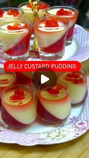 Anis Fathima on Instagram: "Jelly Custard Pudding 

Ingredients 
Strawberry 🍓 Jelly
Hot water 1cup
Cold water 1cup
Custard 4tbspn
Milk 1ltr
Sugar 1/2cup
Vanilla Essence 1tspn

Follow @taste_of_chennai_recipes 

#jellypudding #pudding #iftar #ramadan #viral #viralvideos #recipes #indian #dubai #uae #kerala #tamil #tamilsongs #eid" Custard Pudding Recipe, Jelly Custard, How To Make Jelly, Jelly Cups, Custard Pudding, Strawberry Jelly, Recipes Indian, Vanilla Custard, Vanilla Essence