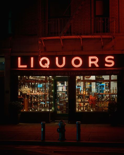 Golden Rule Wine & Liquor neon sign at night, in the West Village, Manhattan, New York Hotel Motel, White Car, Posters Framed, City Car, Golden Rule, Manhattan New York, Wine And Liquor, Liquor Store, West Village