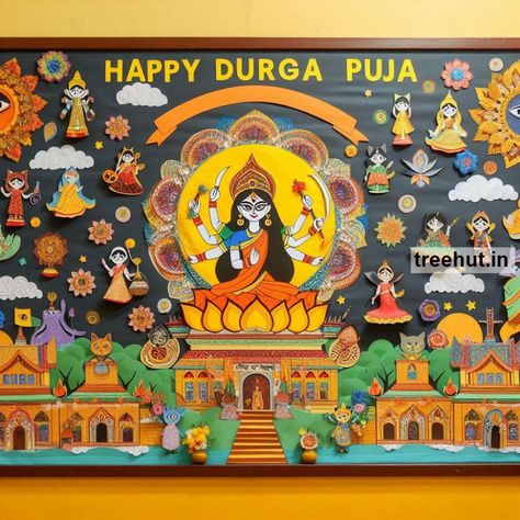 Child Art, Free Coloring Pages, Craft, Clipart, Art Ideas, Gardening at Treehut.in Durga Puja Decoration, Craft Clipart, Happy Durga Puja, School Decoration, Hallway Displays, Green Board, Christmas Bulletin Board, Decor Hallway, Christmas Bulletin