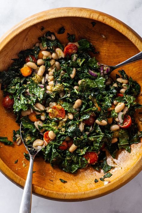 Salad With Pesto Dressing, Salads For Lunch, Kale And White Bean, Pesto Vinaigrette, Salad Buffet, Pesto Salad, Pesto Dressing, White Bean Salad, Northern Beans