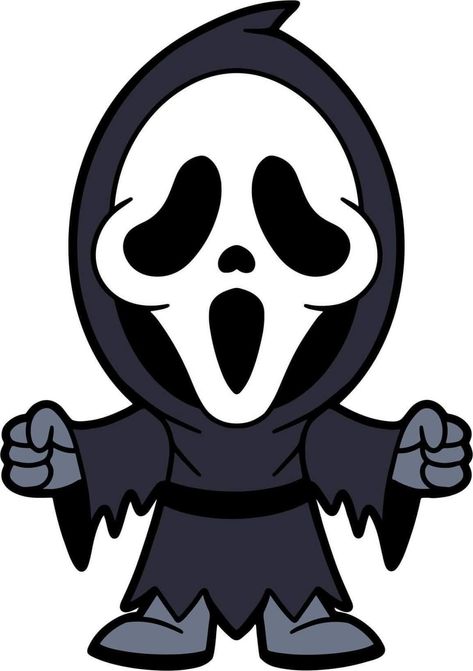 Ghost Face Clipart, Scream Cartoon Drawing, Ghost Face Svg Free, Cute Things To Draw Halloween, Halloween Cartoon Characters Drawing, Jason Voorhees Drawing Easy, Ghostface Template, How To Draw Horror Characters, Ghost Face Party Ideas