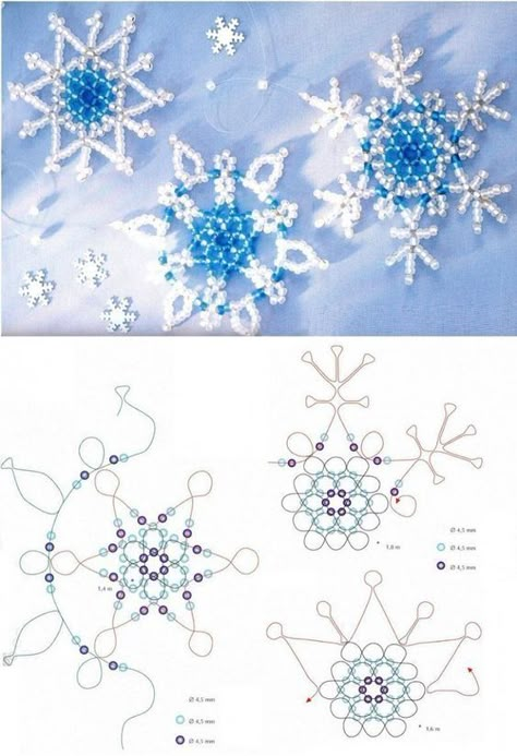 Seed Bead Tutorials, Beaded Snowflakes Ornament, Snowflake Craft, Art Perle, Beaded Snowflakes, Motifs Perler, Horse Diy, Navidad Diy, Beaded Christmas Ornaments