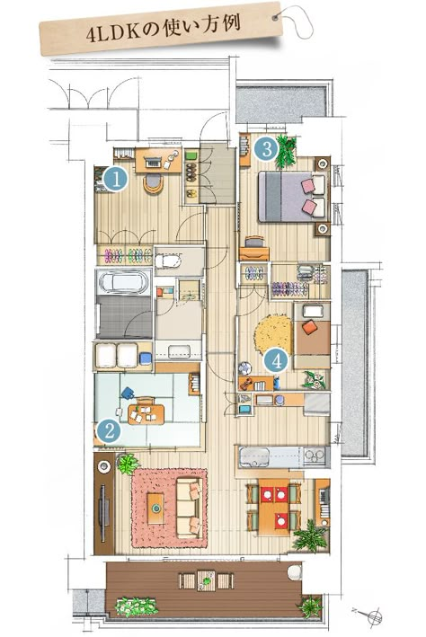 Japanese Apartment Layout, Japanese Home Layout, Japanese House Plan, Anime Architecture, Small House Blueprints, Small Home Plan, Japanese Apartment, Interior Architecture Drawing, Apartment Floor Plan