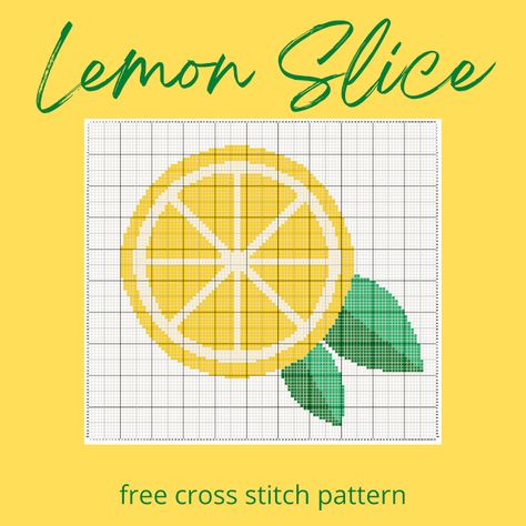 Lemon Cross Stitch Pattern Free, Free Cross Stitch Pattern, Cross Stitch Fruit, Felt Sewing, Crafts Crochet, Keeping It Real, Lemon Slice, Dmc Floss, Cross Stitch Patterns Free