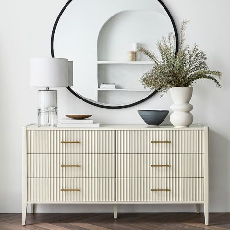 Dresser Styling, Long Dresser, Dresser Design, Six Drawer Dresser, Williams Sonoma Home, Modern Dresser, Dresser Decor, Bedroom Dressers, 6 Drawer Dresser