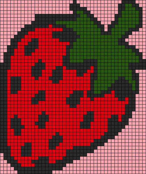 Alpha pattern #154282 | BraceletBook Pixel Grid Crochet Sweater, Strawberry Crochet Graph, Alpha Patterns Strawberry, Strawberry Shortcake Alpha Pattern, Strawberry Alpha Pattern, Crochet Tapestry Pattern Free Charts, Crochet Graph Patterns Free Charts, Grid Crochet Patterns, Grid Crochet