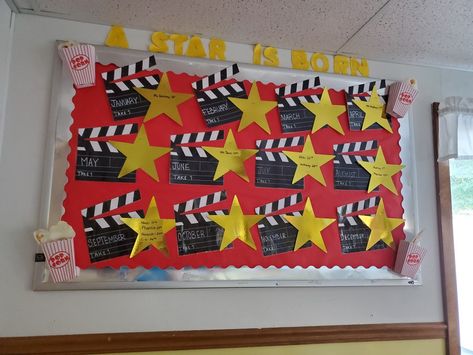 A Star Is Born Birthday Chart, A Star Is Born Bulletin Board, Hollywood Classroom Theme Ideas, Hollywood Star Craft, Film Classroom, Hollywood Classroom Theme, Hollywood Crafts, Star Themed Classroom, Hollywood Classroom