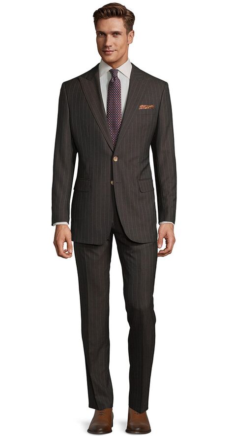 Custom Stripe & Pinstripe Suits - Oliver Wicks Brown Pinstripe Suit, Light Stripes, Suit Inspiration, Haldi Outfits, Brown Pinstripe, Brown Suits, Pinstripe Suit, Fashion Suits, Custom Suit