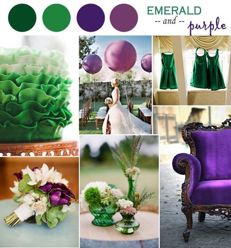 emerald purple blue and gold great color palette Royal Purple And Emerald Green Wedding, Emerald Green And Purple Wedding Theme, Emerald And Purple Wedding, Emerald Green And Purple Wedding, Emerald Palette, Emerald Green And Purple, Purple And Green Wedding, Wedding Color Scheme, Green Weddings