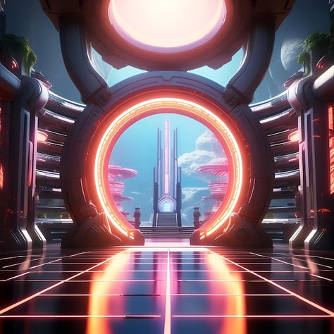 Photo futuristic portal in a scifi envir... | Premium Photo #Freepik #photo Sci Fi Portal, Futuristic Portal, Scifi Environment, Logo Psd, Image Icon, Card Banner, Poster Invitation, Neon Lights, Neon Lighting