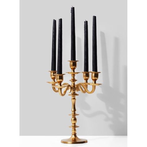 Creepin It Real, Black Taper Candles, Spring Vases, Gold Candelabra, Gothic Party, Candle Candelabra, Centerpieces Candles, Candelabra Centerpiece, Halloween Tablescape