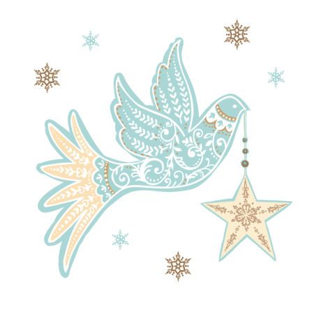 Christmas Star Illustration, Light Spring Colors, Christmas Religious, Dove Pictures, Arte Folk, Greeting Card Art, Christmas Program, Christmas Rock, Pretty Planners