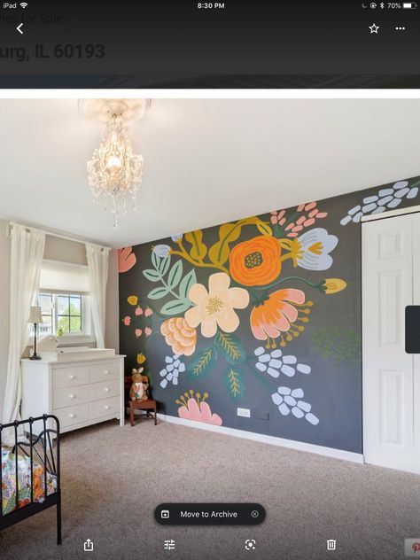 Wall Mural Indoor, Fall Mural Ideas, Floral Wall Mural Painting Diy, Painted Flower Mural, Easy Flower Mural, Wall Mural Home, Painted Wall Flowers, Flower Wall Murals Painted, Diy Floral Mural