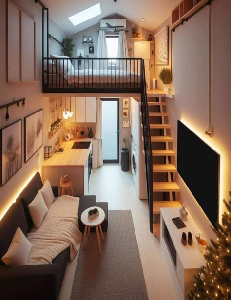 Small Home Inspiration, Small Home Decor Ideas, Small House Remodel, Small House Organization, Loft House Design, House Storage, Small Home Decor, Tiny House Storage, Tiny House Interior Design