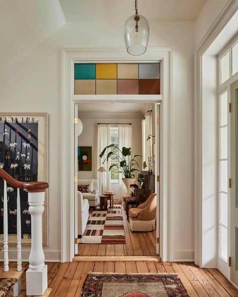 Interiors • Instagram Flooring Hallway, Charleston Interior Design, Updated Colonial, Colonial Home Interior, Art Deco Aesthetic, Wooden Window Frames, Mid Century Home, Wood Turning Lathe, Century Home