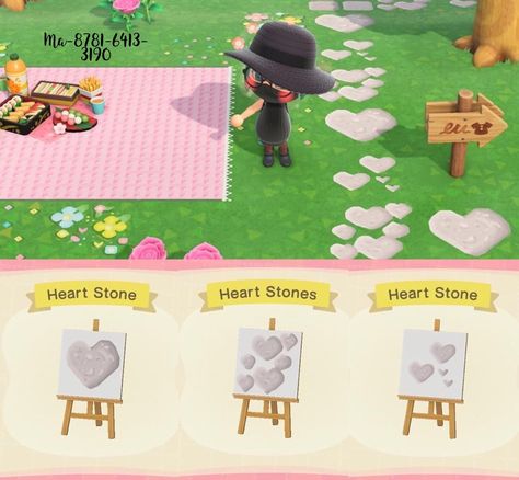 Unofficial design archive for Animal Crossing New Horizons. Cottagecore Animal Crossing, Motif Acnl, Pink Island, Heart Stones, Animal Crossing 3ds, Animal Crossing Funny, Ac New Leaf, Animal Crossing Guide, Acnh Design