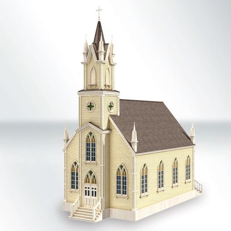 Victorian Church 3D Model $30 - .c4d .3ds - Free3D Bloxburg Church Layout, Sims 4 Church Build, Bloxburg Church, Sims 4 Church, English House Design, Minecraft Church, Building Isometric, Church Building Plans, Architecture Journal