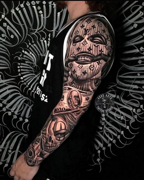 Chicano Sleeve Tattoo, Chicano Sleeve, Wing Tattoos On Back, Arm Tattoos For Guys Forearm, Arm Tattoos Drawing, Chicano Tattoos Sleeve, Men Tattoos Arm Sleeve, Chicano Tattoo, Full Arm Tattoos