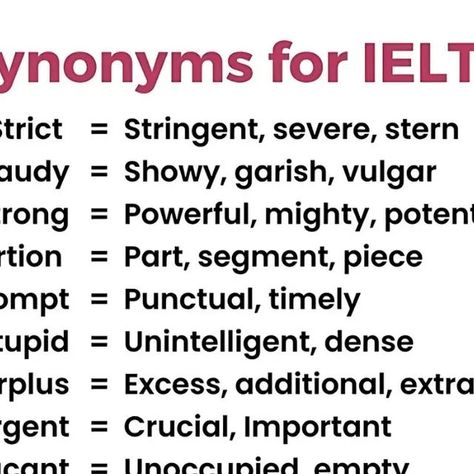 IELTS TIPS | VOCAB | GRAMMAR on Instagram: "Synonyms for IELTS 

#ieltstutor #ieltswritingtips" Synonyms For Ielts, Ielts Tips, English Spoken, Ielts Writing, Writing Characters, Grammar, Writing, On Instagram, Instagram