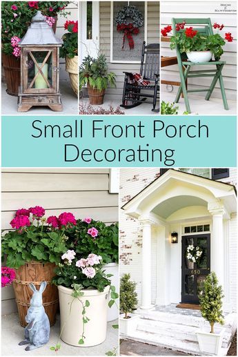 All Season Front Porch Decor, Small Long Porch Ideas, Bench On Small Front Porch, Small From Porch Ideas, Styling Small Front Porch, Small Front Porch Plants, Small Front Porch With Chair, Cute Small Front Porch Ideas, How To Decorate A Small Front Stoop