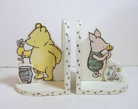 Vintage Winnie The Pooh And Piglet Bookends Nursery Winnie The Pooh, Winnie The Pooh Vintage, Winnie The Pooh And Piglet, Pooh Nursery, Winnie The Pooh Nursery, Pooh And Piglet, Baby Room Themes, Wooden Bookends, Baby Room Inspiration