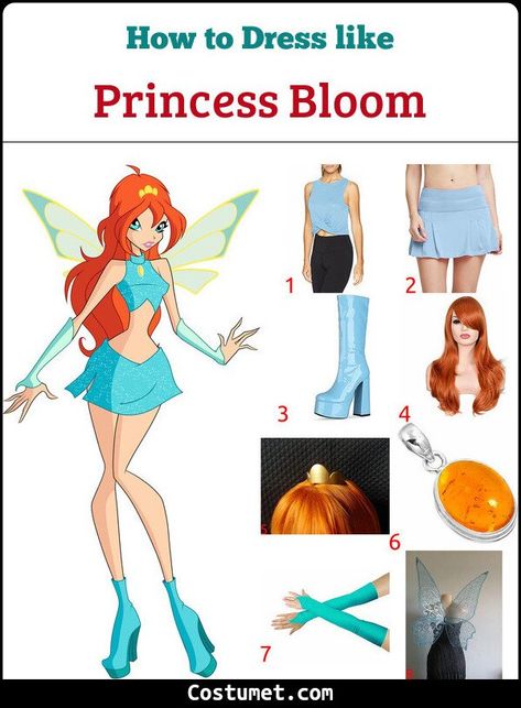 Bloom Winx Club Halloween Costume, Blossom Winx Club Costume, Bloom Halloween Costume, Wind Club Bloom Costume, Winx Bloom Costume, Bloom Costume, Bloom Winx Club Outfits, Bloom Winx Club Hairstyle, Bloom Winx Club Costume