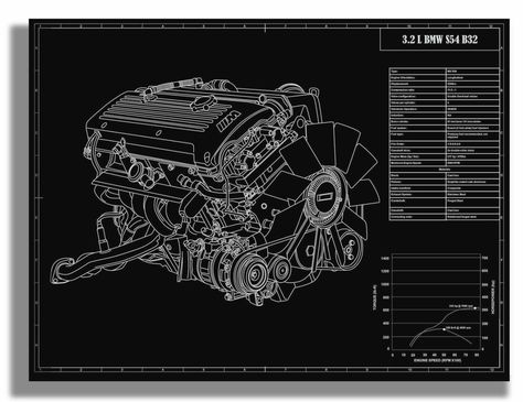 image of E46 M3 S54 B32 1024x1024 750x579 Blueprint Engines, Bmw E46 M3, Engine Diagram, M3 E46, Bmw Art, Bmw Engines, Automobile Technology, E46 M3, Blueprint Art