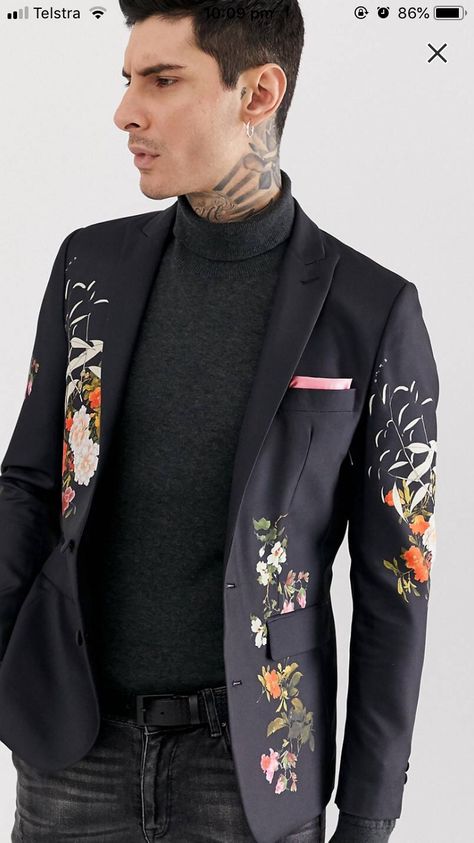 Mens Floral Blazer, Floral Suit Jacket, Devils Advocate, Floral Suit, Grey Suit Men, Wedding Suits Groom, Blazer Designs, Floral Blazer, Mens Formal