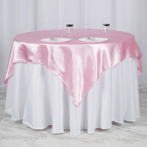 Table Overlays, Satin Roses, Square Tablecloth, Party Table Decorations, Satin Color, Wedding Catering, Blush Roses, Square Tables, Beautiful Table