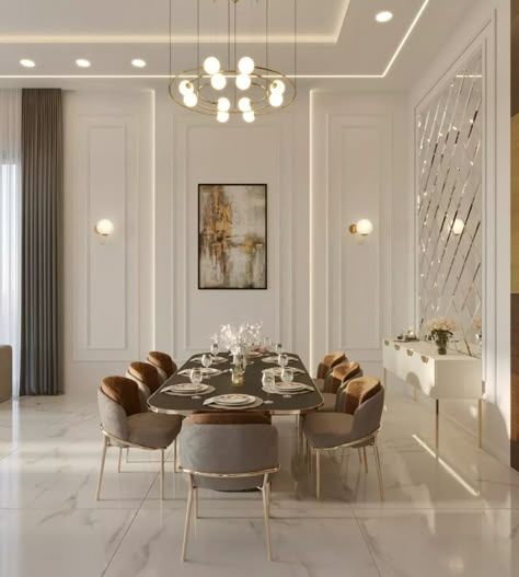 Dinning Room Decor Ideas Modern Luxury, Sophisticated House, Neoclassic Interior, Dining Room Design Luxury, Studio Music, Gardens Design, Neo Classic, Luxury Contemporary, Contemporary Dining Room