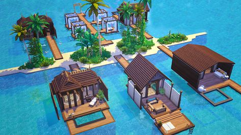 Paradise Resort - Kai Bellvert Minecraft Beach Resort, Sims 4 Island Living, Ark Builds, Artist Booth, Paradise Resort, Sims Houses, Pet Resort, Sims 4 House Building, Minecraft City