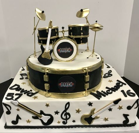 50 Years Birthday Cake, Drum Birthday Cakes, Drum Birthday, Fishing Cake Topper, Birthday Cake For Boyfriend, 50 Years Birthday, Rock And Roll Birthday, Music Cakes, Cake For Boyfriend