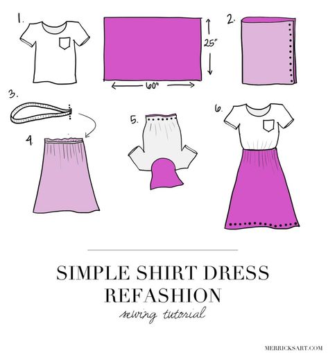 Merrick's Art // Style + Sewing for the Everyday GirlDIY FRIDAY: TURN A BASIC TEE INTO A PRETTY SUMMER DRESS (SEWING TUTORIAL) | Merrick's Art Summer Dress Sewing, Sewing Summer Dresses, Summer Dresses Diy, Pretty Summer Dress, Merricks Art, Dress Sewing Tutorials, Pretty Summer Dresses, Trendy Sewing, Make Your Own Clothes