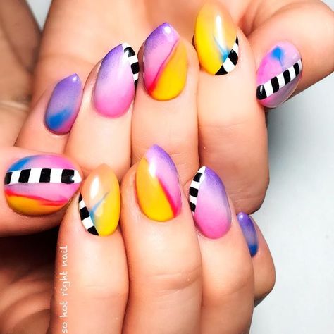 Spicy Ombre Nails Transitions To Try | NailDesignsJournal Nails Concert, 5sos Nails, Concert Nails, American Nails, Colorful Nail, Stiletto Nails Designs, Ombre Nail Designs, Nail Art Ombre, Nails Diy