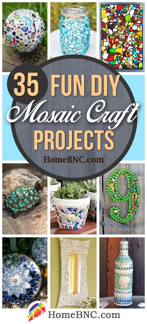 Camp Projects, Craft Project Ideas, Mosaic Art Diy, Mosaic Rocks, Mosaic Vase, Mosaic Garden Art, Diy Mosaic, Mosaic Art Projects, Mosaic Tile Art