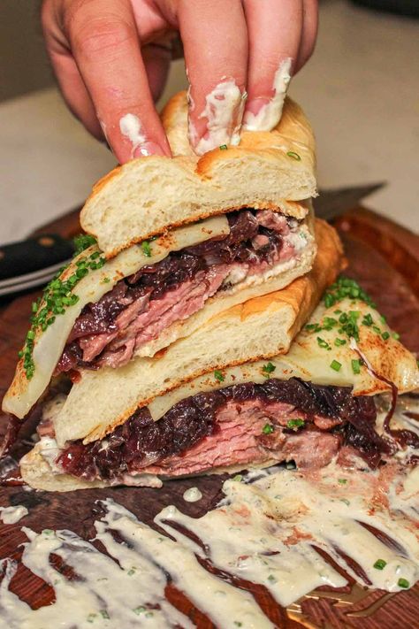 Peter Luger Sliced Steak Sandwich - Over The Fire Cooking Best Steak Sandwich, Peter Luger, Over The Fire Cooking, Strip Steaks, Steak Sandwich Recipes, Ny Strip Steak, Tenderloin Steak, Horseradish Sauce, Sliced Steak