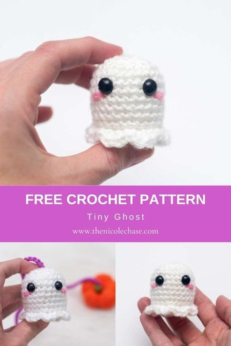 Free Ghost Crochet Pattern - Halloween Crochet Pattern Free Mini Ghost Crochet Pattern, No Sew Ghost Crochet, Mini Crochet Ghost Pattern Free, Tiny Ghost Crochet Pattern Free, Small Ghost Crochet Pattern, Crochet Mini Ghost Free Pattern, Mini Halloween Crochet Patterns Free, Mini Ghost Crochet Pattern, Crochet Mini Ghost