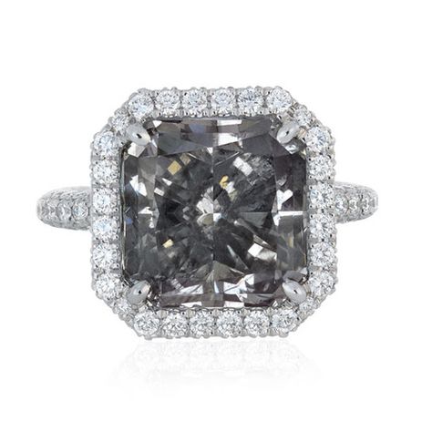 De Beers' grey diamond | Vogue Paris Grey Diamond Engagement Ring, Grey Jewelry, Square Diamond Rings, Grey Diamond, Dream Jewelry, High Jewelry, Unique Engagement Rings, Cushion Cut, Pearl Jewelry