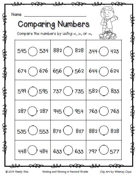 Comparing Numbers--2nd grade worksheet--FREE Compare Numbers 2nd Grade, Comparing Numbers Second Grade, Comparing Numbers Worksheets 2nd Grade, Free 2nd Grade Worksheets Printables, Comparing Numbers 2nd Grade, Comparing Numbers Worksheet, Worksheets 2nd Grade, Numbers Worksheets, Fall Math